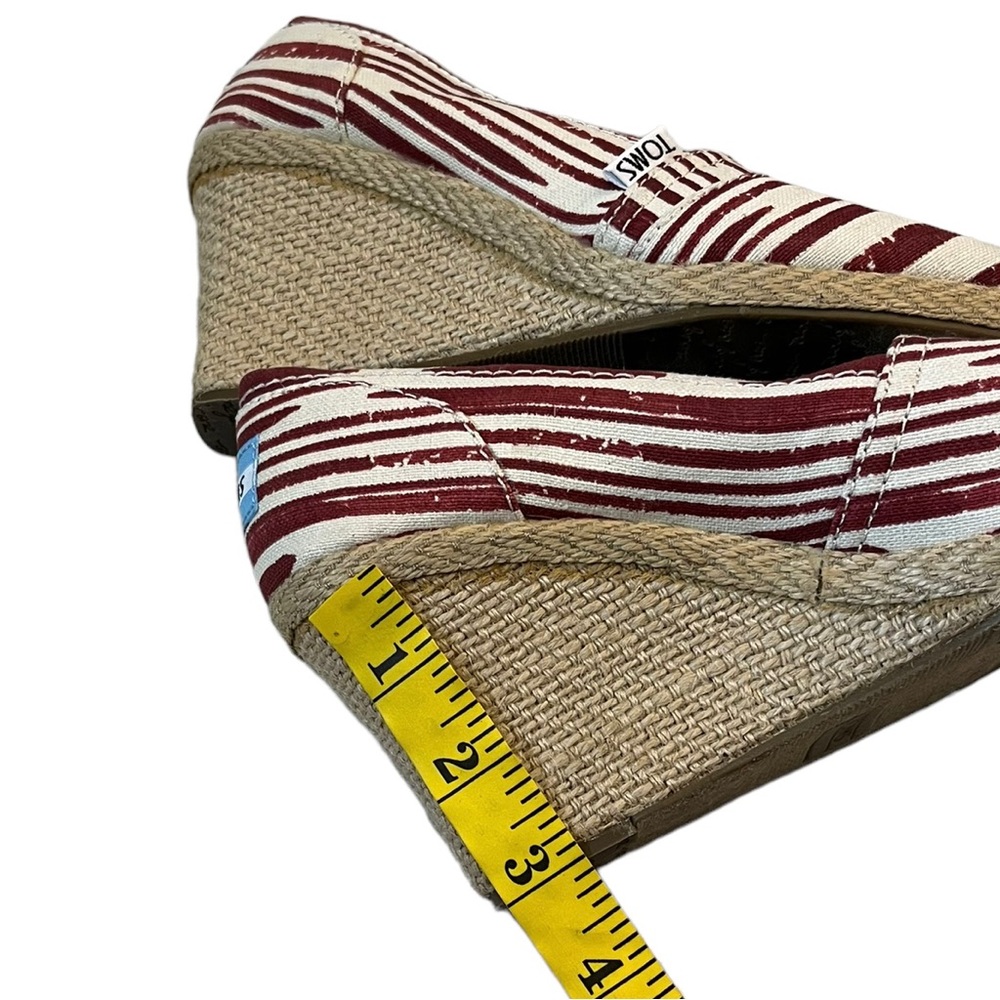 TOMS Calypso Canvas Wedge Espadrille Red/Cream Stripe 7.5 - Picture 10 of 10